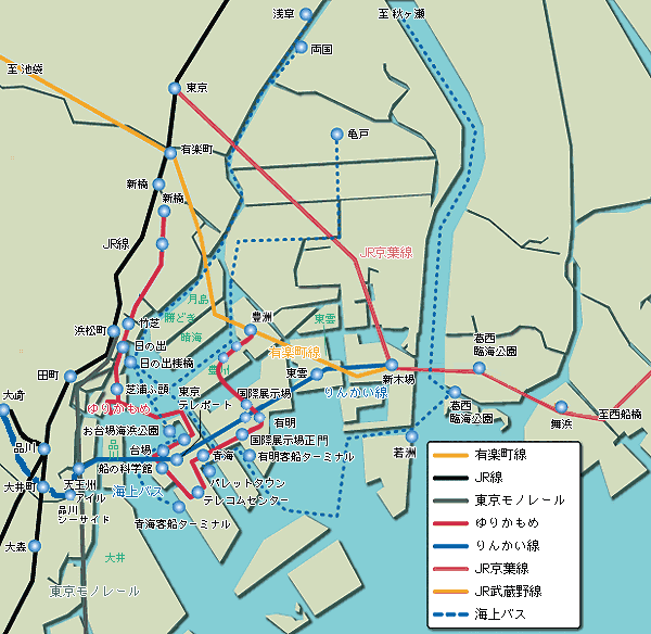 臨海副都心への地図